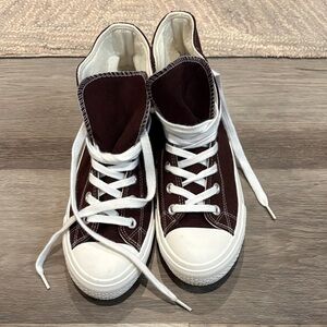 Sincerely Jules Brown and White High-Top Sneakers